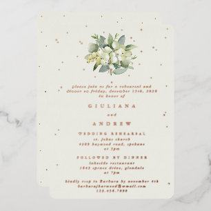 Invitation En Aluminium Répétition de mariage à la crème Snowberry+Eucalyp