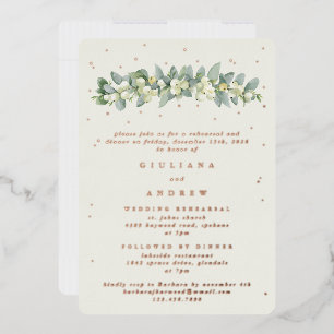 Invitation En Aluminium Répétition de mariage à la crème Snowberry+Eucalyp