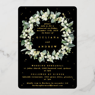 Invitation En Aluminium Répétition de mariage Black Snowberry+Eucalyptus