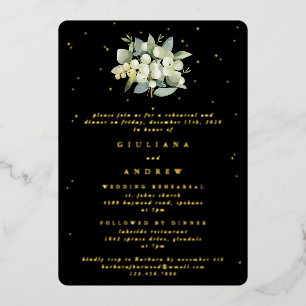 Invitation En Aluminium Répétition de mariage Black Snowberry+Eucalyptus