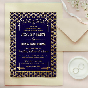 Invitation En Aluminium Répétition de mariage Gatsby Art Déco vintage des