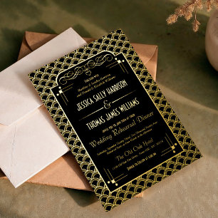 Invitation En Aluminium Répétition de mariage Gatsby Art Déco vintage des