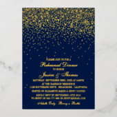 Invitation En Aluminium Répétition des Mariages de Confetti en or bleu et (Recto)