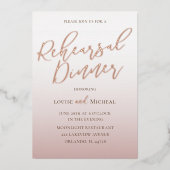 Invitation En Aluminium Répétition Dîner Gold Calligraphie Mariage (Recto)