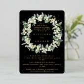 Invitation En Aluminium Répétition Mariage Black Snowberry+Eucalyptus (Debout devant)