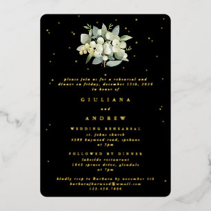 Invitation En Aluminium Répétition Mariage Black Snowberry+Eucalyptus