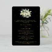Invitation En Aluminium Répétition Mariage Black Snowberry+Eucalyptus (Debout devant)