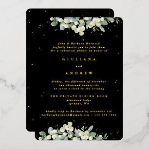 Invitation En Aluminium Répétition Mariage Black Snowberry+Eucalyptus