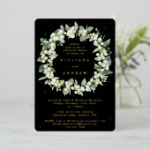 Invitation En Aluminium Répétition Mariage Black Snowberry+Eucalyptus (Debout devant)