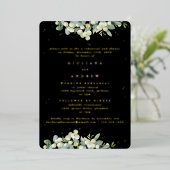 Invitation En Aluminium Répétition Mariage Black Snowberry+Eucalyptus (Debout devant)