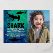 Invitation En Aluminium Requin infesté à tout âge Anniversaire Photo Réell (Recto)