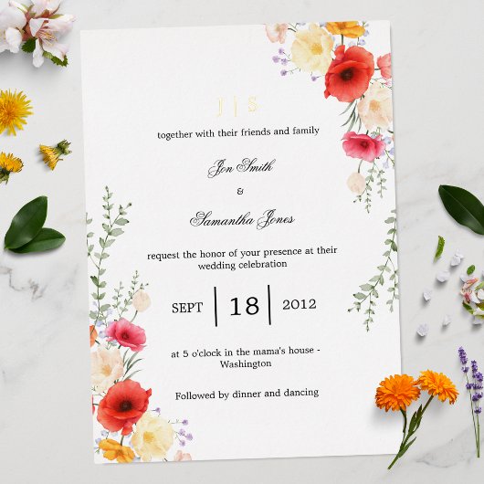 Invitation En Aluminium Ressort floral de coquelicot