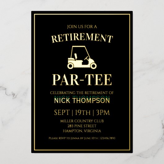 Invitation En Aluminium Retraite de golf (Recto)