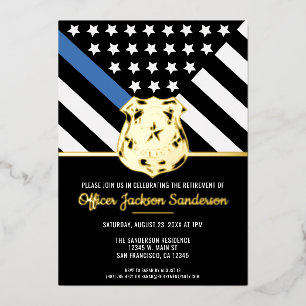 Invitation En Aluminium Retraite de police ligne bleue mince police