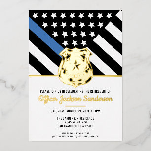Invitation En Aluminium Retraite de police ligne bleue mince police judici