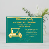 Invitation En Aluminium Retraite Party Golf Real Gold (Debout devant)