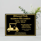 Invitation En Aluminium Retraite Party Golf Real Gold (Debout devant)