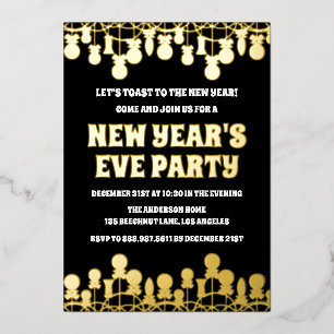 Invitation En Aluminium Retro Bold Soirée du Nouvel An