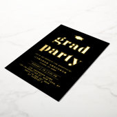 Invitation En Aluminium Retro Bold Typographie Black Graduation Party (Rotation)