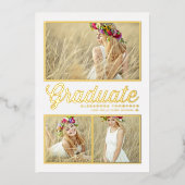 Invitation En Aluminium Retro Calligraphie Photo Collage Graduation (Recto)