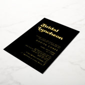 Invitation En Aluminium Retro élégant noir & or Bridal déjeuner (Rotation)