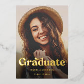 Invitation En Aluminium Retro Elegant Photo Graduation Party Gold (Recto)