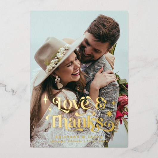 Invitation En Aluminium Retro Love and Thanks Overlay (Recto)