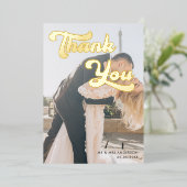 Invitation En Aluminium Retro Merci Mariage moderne (Debout devant)