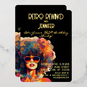 Invitation En Aluminium Retro Rewind 50e Anniversaire Shindig Party