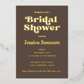 Invitation En Aluminium Retro Serif Fête des mariées Gold (Recto)