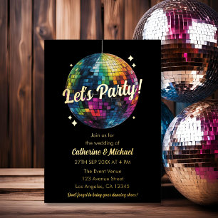 Invitation En Aluminium Rétro Soirée 70's Boule à Facettes Mariage Glamour