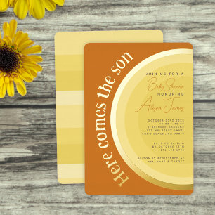 Invitation En Aluminium Retro Sunshine Voici le Baby shower du Fils