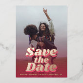 Invitation En Aluminium Retro Super Viva Magenta des années 70 Enregistrer (Recto)