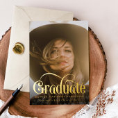 Invitation En Aluminium Rétro Swash Gold Foil Photo Graduation Foil Invita
