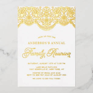Invitation En Aluminium Réunion de famille élégante en brocart floral en d