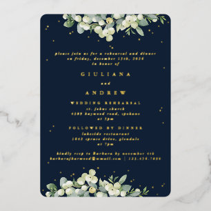 Invitation En Aluminium Réunion de répétition de mariage Dark Navy Snowber