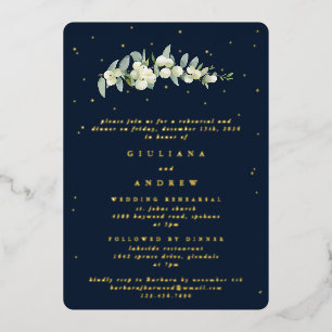 Invitation En Aluminium Réunion de répétition de mariage Dark Navy Snowber