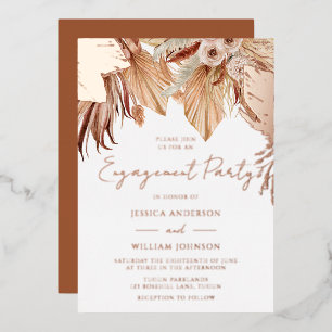 Invitation En Aluminium Rêve Bohème Floral Engagement Party Or Rose