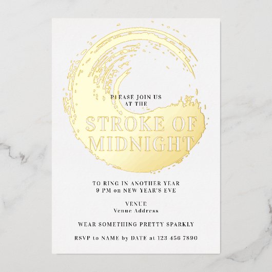 Invitation En Aluminium Réveillon du Nouvel An à minuit sonnant (Recto)