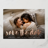 Invitation En Aluminium Revêtement à huile brossé | Photo Enregistrer la d (Recto)