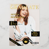 Invitation En Aluminium Revue couverture 2 photos noir graduation or (Recto)