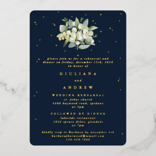 Invitation En Aluminium Revue Mariage de la Marine Blue Snowberry+Eucalypt