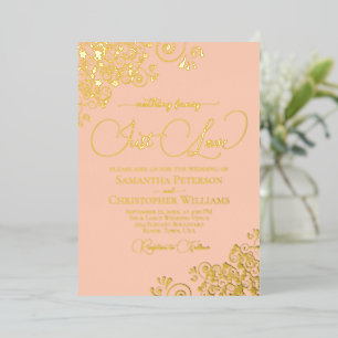 Invitation En Aluminium Rien De Fancy Just Love Mariage Coral Peach & Gold