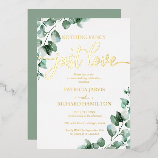 Invitation En Aluminium Rien De Fancy Just Love Mariage de verdure (Recto/Verso)