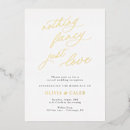 Invitation En Aluminium Rien De Fancy Just Love Mariage Réception (Recto)