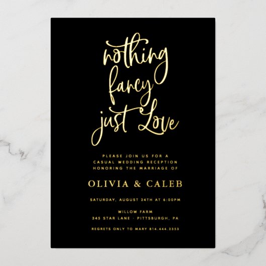 Invitation En Aluminium Rien De Fancy Just Love Mariage Réception (Recto)