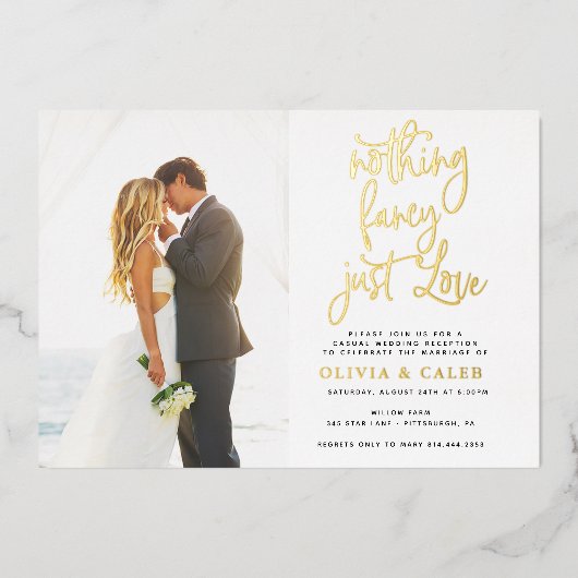 Invitation En Aluminium Rien De Fancy Just Love Mariage Réception (Recto)