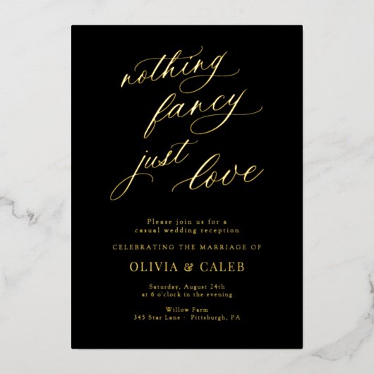 Invitation En Aluminium Rien De Fancy Just Love Mariage Réception (Recto)