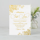 Invitation En Aluminium Rien de fantaisie Juste aimer Or & Mariage blanc (Debout devant)