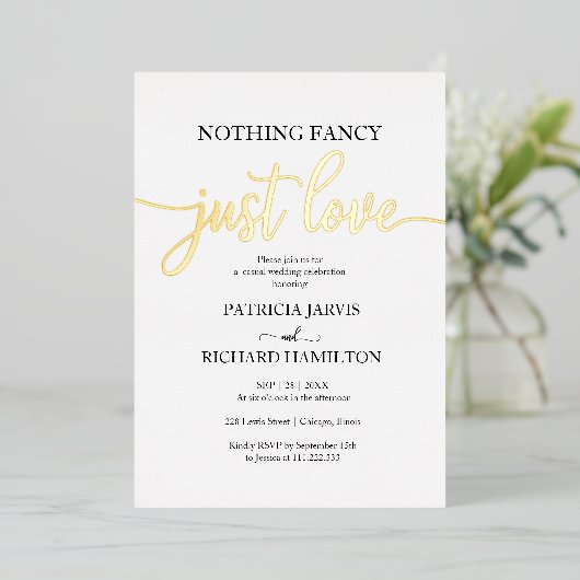Invitation En Aluminium Rien de fantaisie Juste Amour Mariage Décontracté (Debout devant)